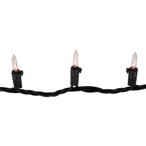 Mini Christmas String Light Set - Clear - 20.25' Black Wire - 100ct