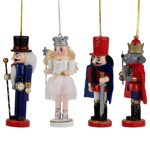 The Nutcracker Suite Christmas Figures -  5.25" - Red and Blue - Set of 4