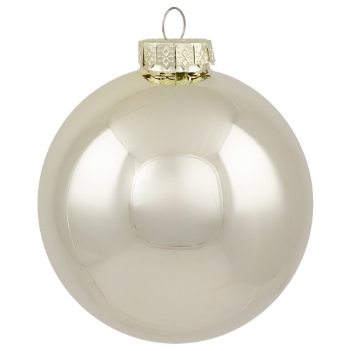 4ct Champagne Gold 2-Finish Glass Christmas Ball Ornaments 4" (100mm)