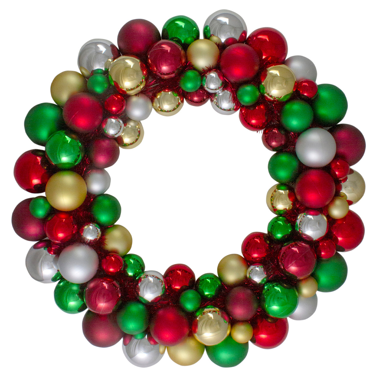 Shatterproof Ball 2-Finish Traditional Colors Christmas Wreath, 36-Inch, Unlit