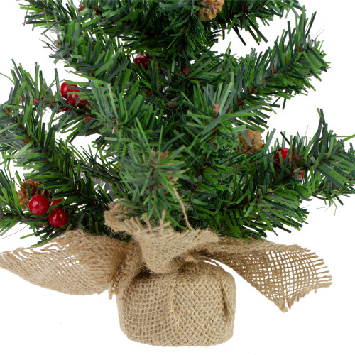 Potted Red Berries and Pine Cones Medium Artificial Christmas Tree �C 16" - Unlit