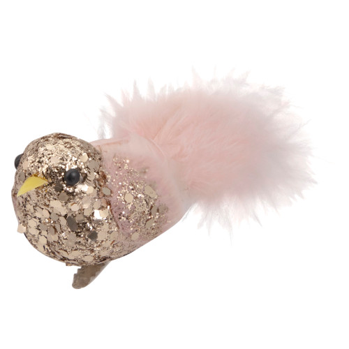 4" Pink Sequin Clip On Bird Christmas Ornament