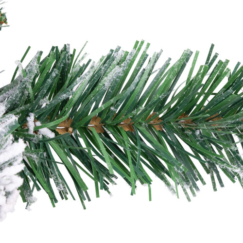 30" Flocked Pine Artificial Christmas Teardrop Swag with Iridescent Ornaments - Unlit