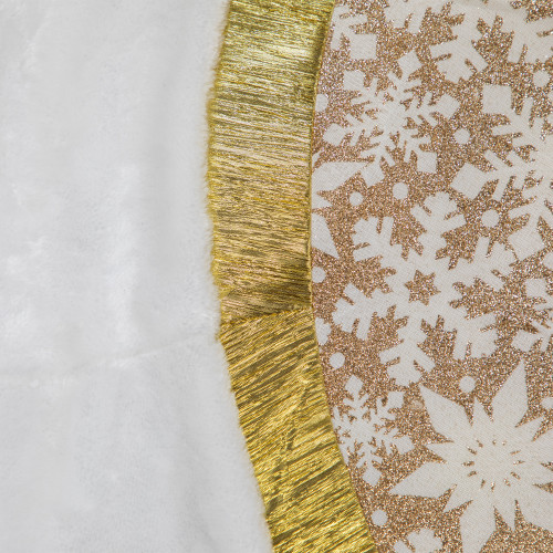 48" White and Gold Snowflake Christmas Tree Skirt