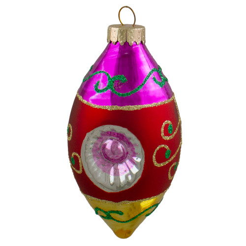 3ct Multi Color with Retro Reflectors Glass Finial Christmas Ornament Set 4.25" (100mm)