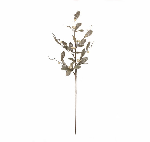 30" Brown Glittered Artificial Mistletoe Floral Christmas Spray