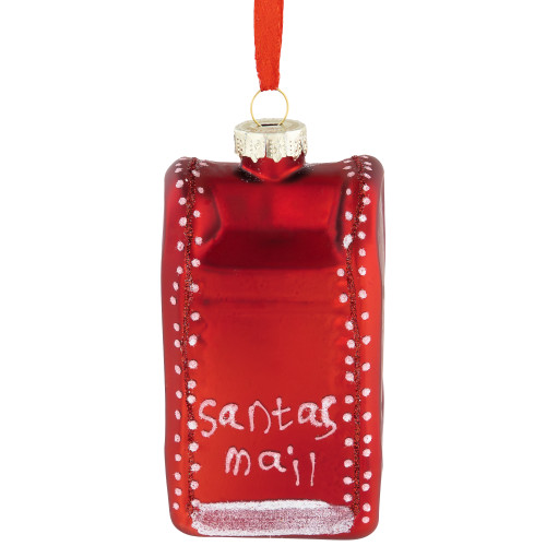 4" Red Santa's Mailbox Glass Christmas Ornament