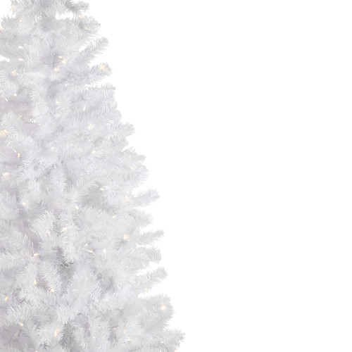 6.5' Pre-Lit Pencil White Georgian Pine Artificial Christmas Tree, Warm White LED Lights