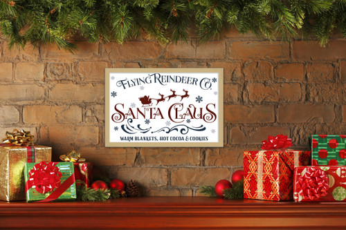 Flying Reindeer Company 12.5" x 17.5" Framed Christmas Wall Decor Art Print Sign Poster in a Natural Wooden Frame with UV Acrylic and Hangers