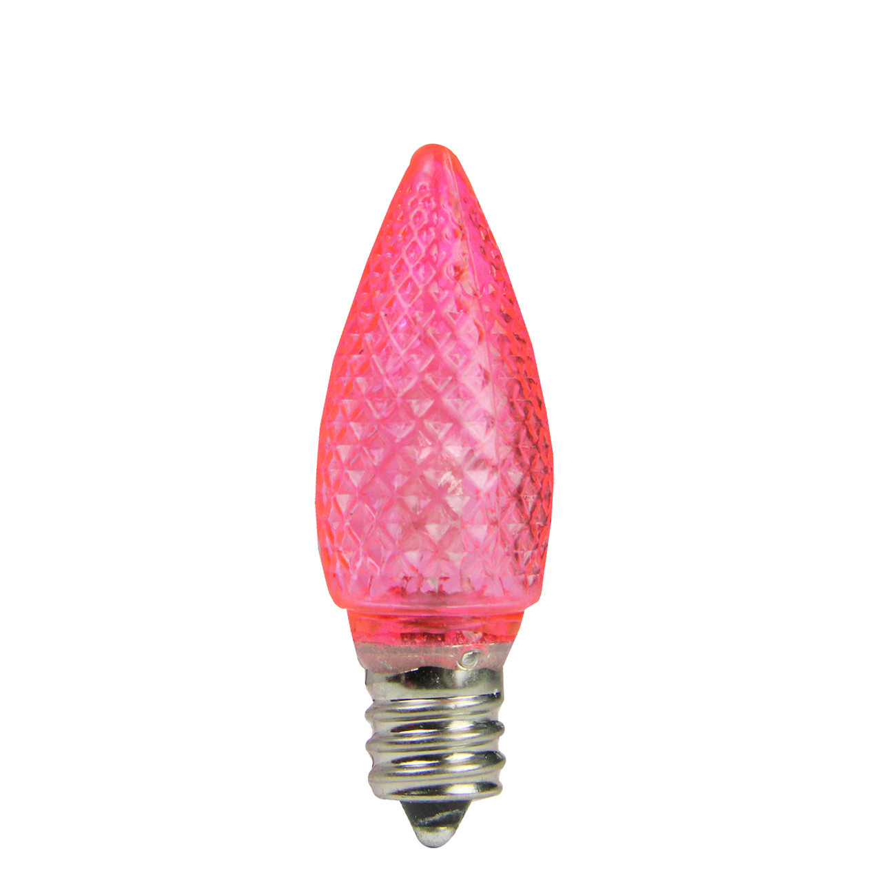 Pack of 25 Faceted LED C7 Pink Christmas Replacement Bulbs