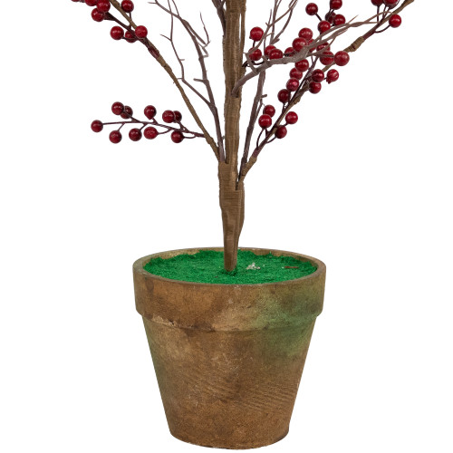 Potted Berry Artificial Christmas Twig Tree - Unlit - 4'