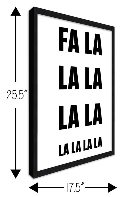 FA LA LA LA 17.5" x 23.5" Framed Christmas Wall Decor Art Print Sign Poster in a Black Wooden Frame with UV Acrylic and Hangers