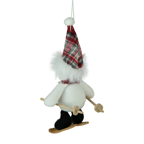 12" Skiing Snowman with Plaid Santa Hat Christmas Ornament