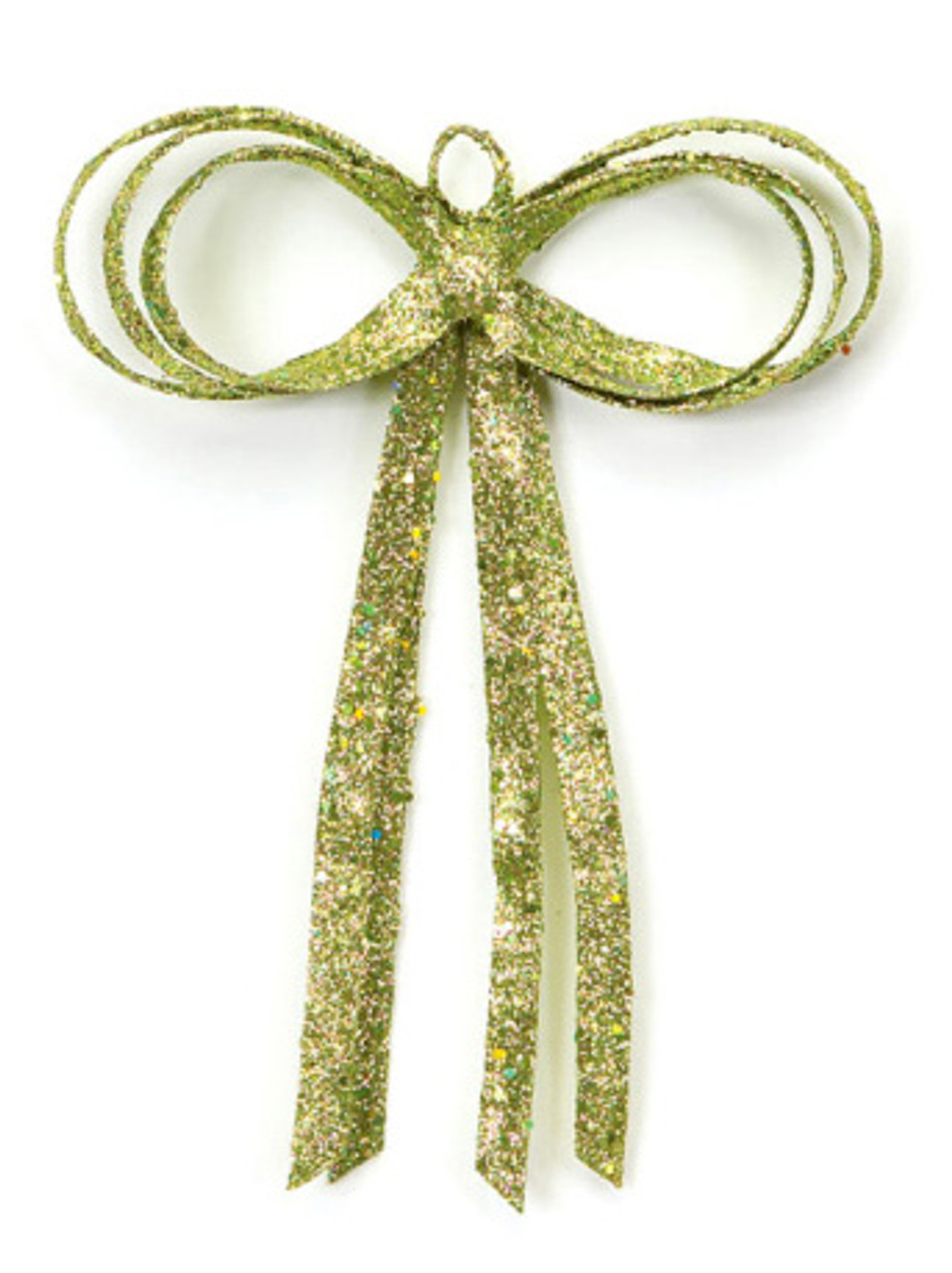 Glitter Drenched Christmas Bow Decoration - 16" - Gold and Green