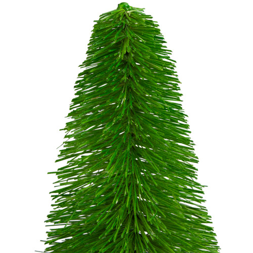 Bottle Brush Pine Artificial Christmas Tree with Wooden Base - 11"