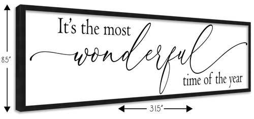 It's the Most Wonderful Time of the Year Script 8.5" x 31.5" Framed Christmas Wall Decor  Sign Poster in a Natural Wooden Frame with UV Acrylic