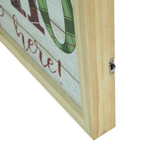 19.75" LED Lighted Plaid 'Ho Ho Ho' Wooden Christmas Wall Sign