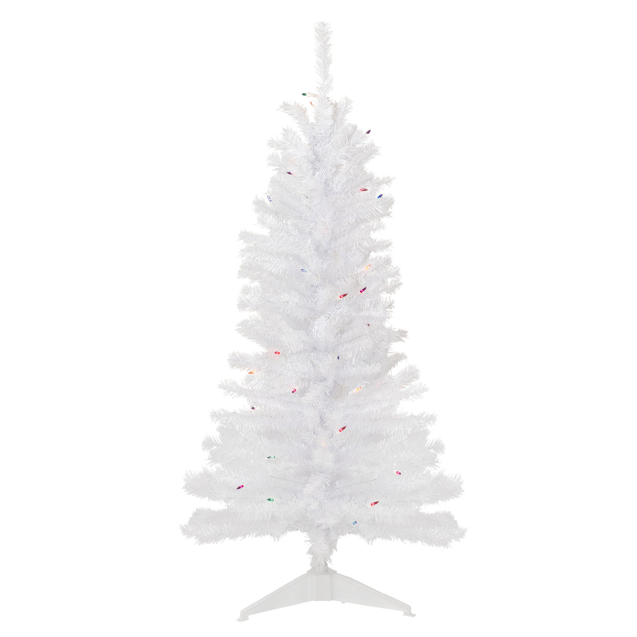 4' Pre-Lit Woodbury White Pine Slim Artificial Christmas Tree, Multi Lights