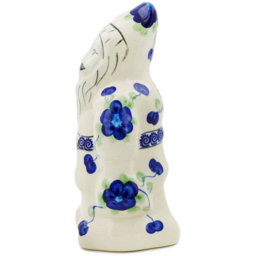 Polmedia Polish Pottery Santa Clause Figurine 7" Blue Poppies