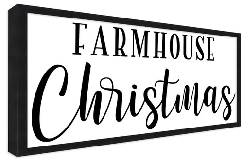 Farmhouse Christmas 10.5" x 25.5" Framed Christmas Wall Decor Art Print Sign Poster in a Black Wooden Frame with UV Acrylic and Hangers