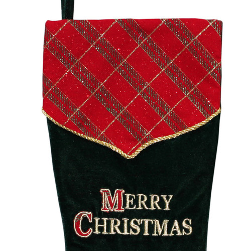 19" Green and Red 'Merry Christmas' Christmas Stocking
