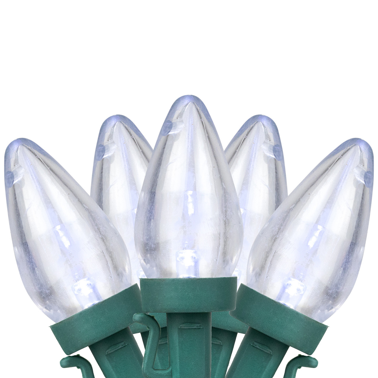 25ct Pure White LED C7 Christmas Light Set - 16ft Green Wire