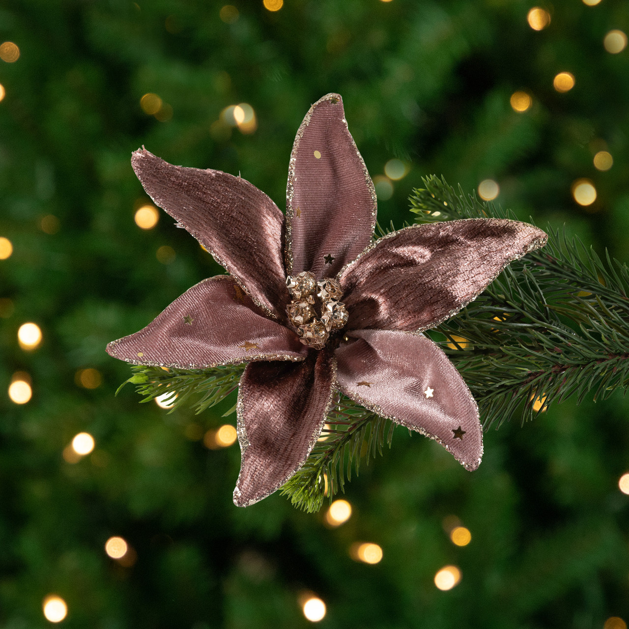 Glittered Flower Christmas Clip-on Ornament - 6"