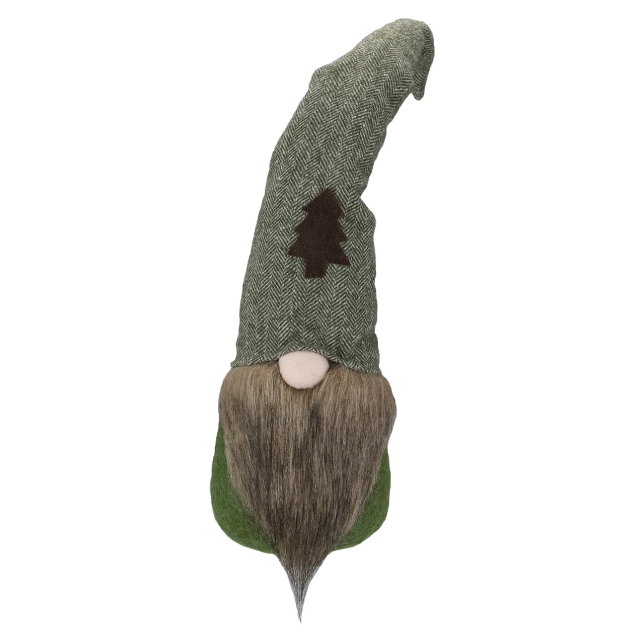 Forest Tree Chevron Hat Gnome Head Christmas Decoration - 21" - Green and Brown