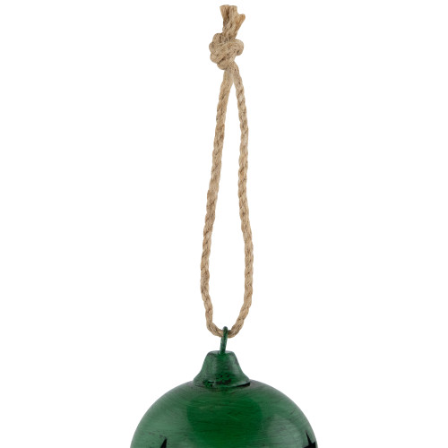 Antiqued Christmas Jingle Bells Ornaments - 3" - Green - Set of 2