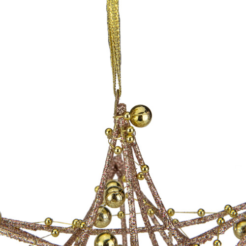 5" Rose Gold Starburst with Glitter and Beads Christmas Ornament