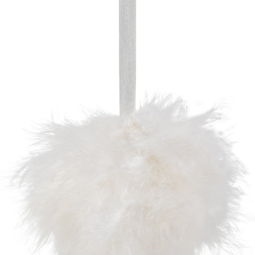 Wispy Feather Christmas Ball Ornament - 6" - White