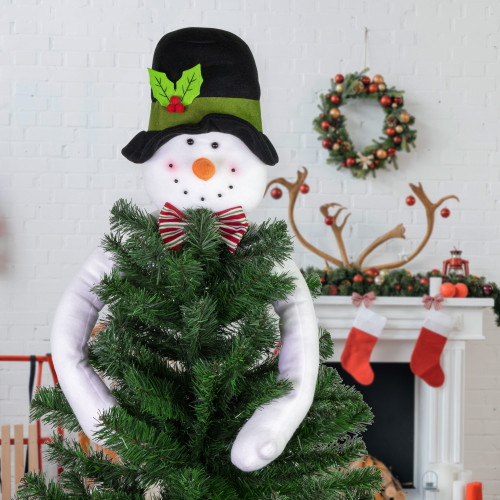 25" Plush Snowman Christmas Tree Topper, Unlit