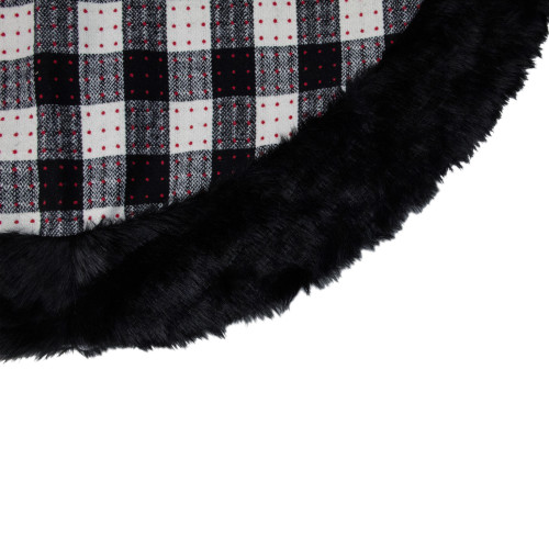 Buffalo Plaid Christmas Tree Skirt - 48" - Black and White