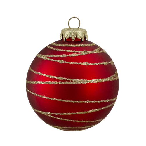 4ct  Glass Red and Green Matte Christmas Ball Ornaments 3.25-Inch (80mm)