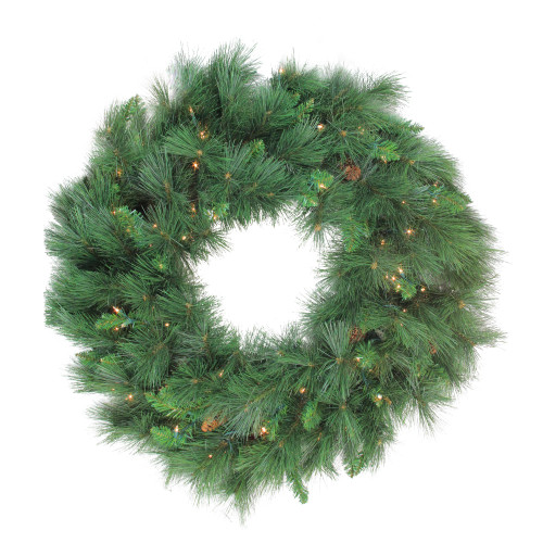 Pre-lit White Valley Pine Artificial Christmas Wreath - 48" - Clear Lights