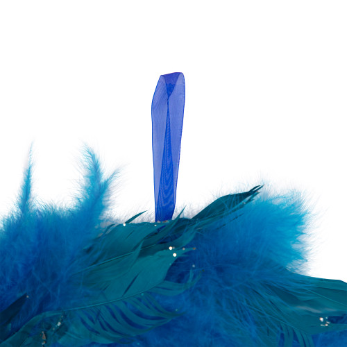 Two-Tone Feathers Glittered Christmas Wreath - 14.5" - Unlit - Turquoise