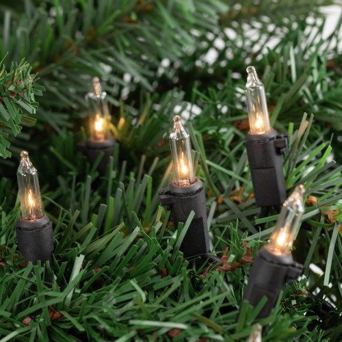 Mini Christmas String Light Set - Clear - 20.25' Black Wire - 100ct