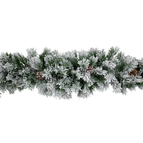 Flocked Angel Pine and Pine Cones Artificial Christmas Garland - 6.75' x 12" - Unlit