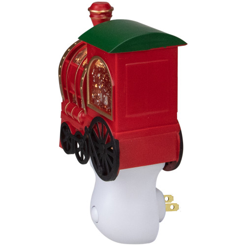 6.5" Red, Green and Gold Glitter Bubble Lamp Christmas Train Night Light