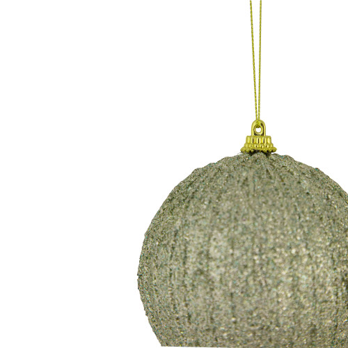 4" Green Glitter Shatterproof Christmas Ball Ornament