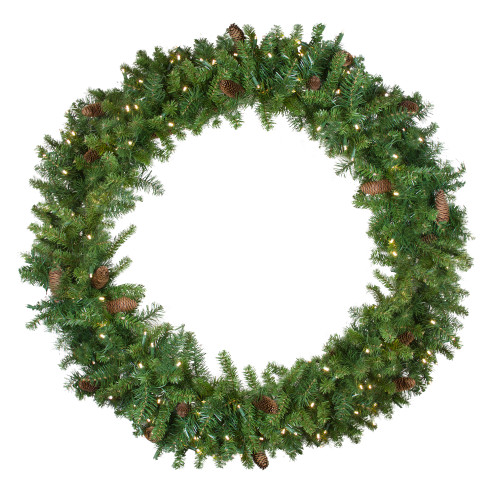 Pre-Lit LED Dakota Red Pine Artificial Christmas Wreath - 48-Inch, Warm White Lights