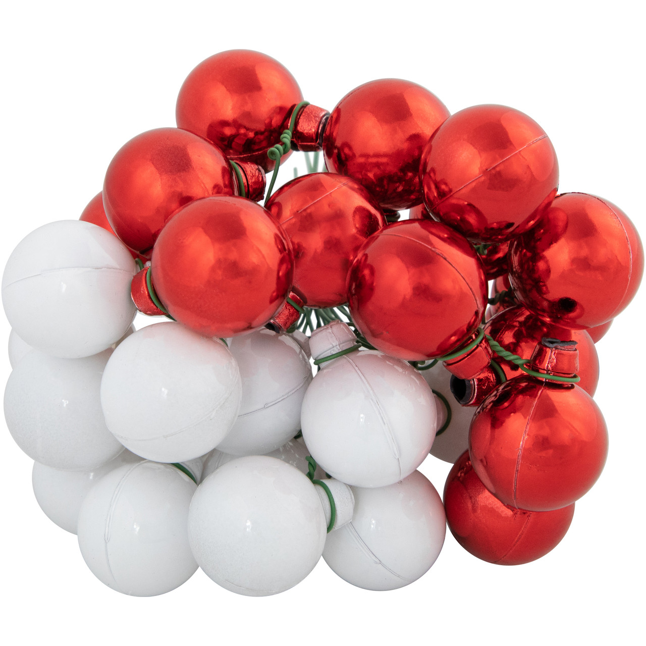 6.75" Shiny Red and White Shatterproof Ball Ornament Christmas Pick