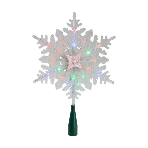 15" Lighted Three Dimensional Snowflake Christmas Tree Topper - Multi Colored Lights