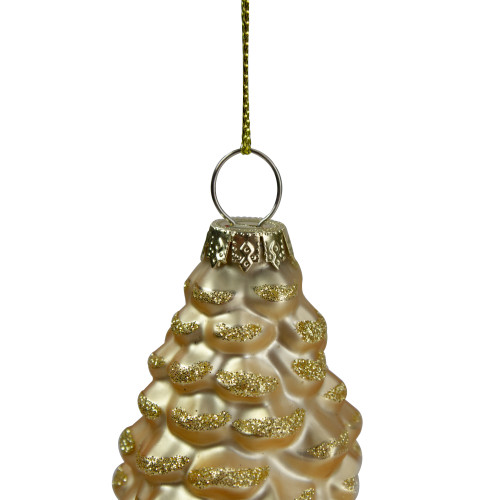 8" Gold With Glitter Accents Pine Cone Christmas Ornament