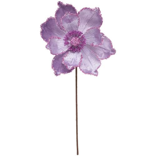 24" Glittered Lavender Magnolia Christmas Stem Spray