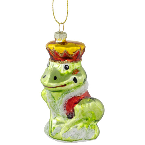 3.5" Prince Frog Glass Christmas Hanging Ornament