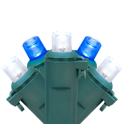 50ct Blue and White LED Wide Angle Mini Christmas Lights, 16.25ft Green Wire