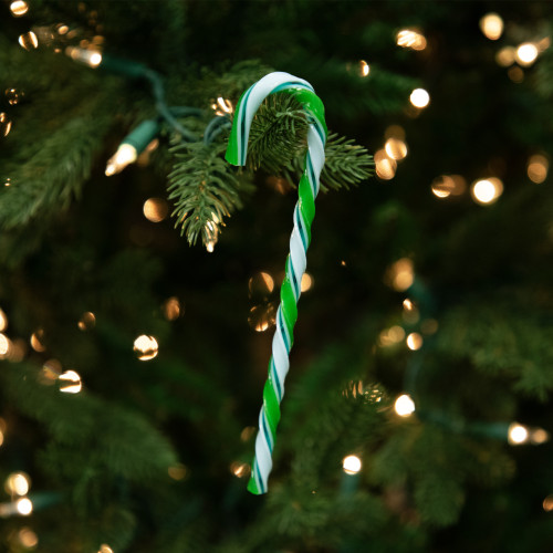 Twist Candy Cane Christmas Ornaments - 6" - Green and White - 12 ct