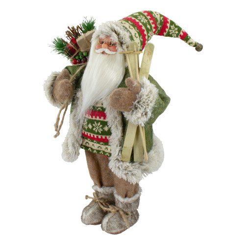 18"Standing Santa Christmas Figure Carrying Skis and Presents
