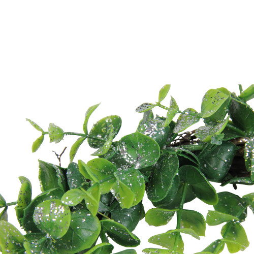 Sparkling Silver and Green Grass Decorative Artificial Christmas Wreath - 8.75-Inch, Unlit